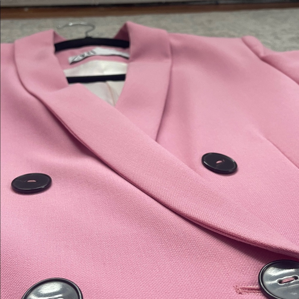 Zara Blush Pink Double-Breasted Blazer - Picture 7 of 12